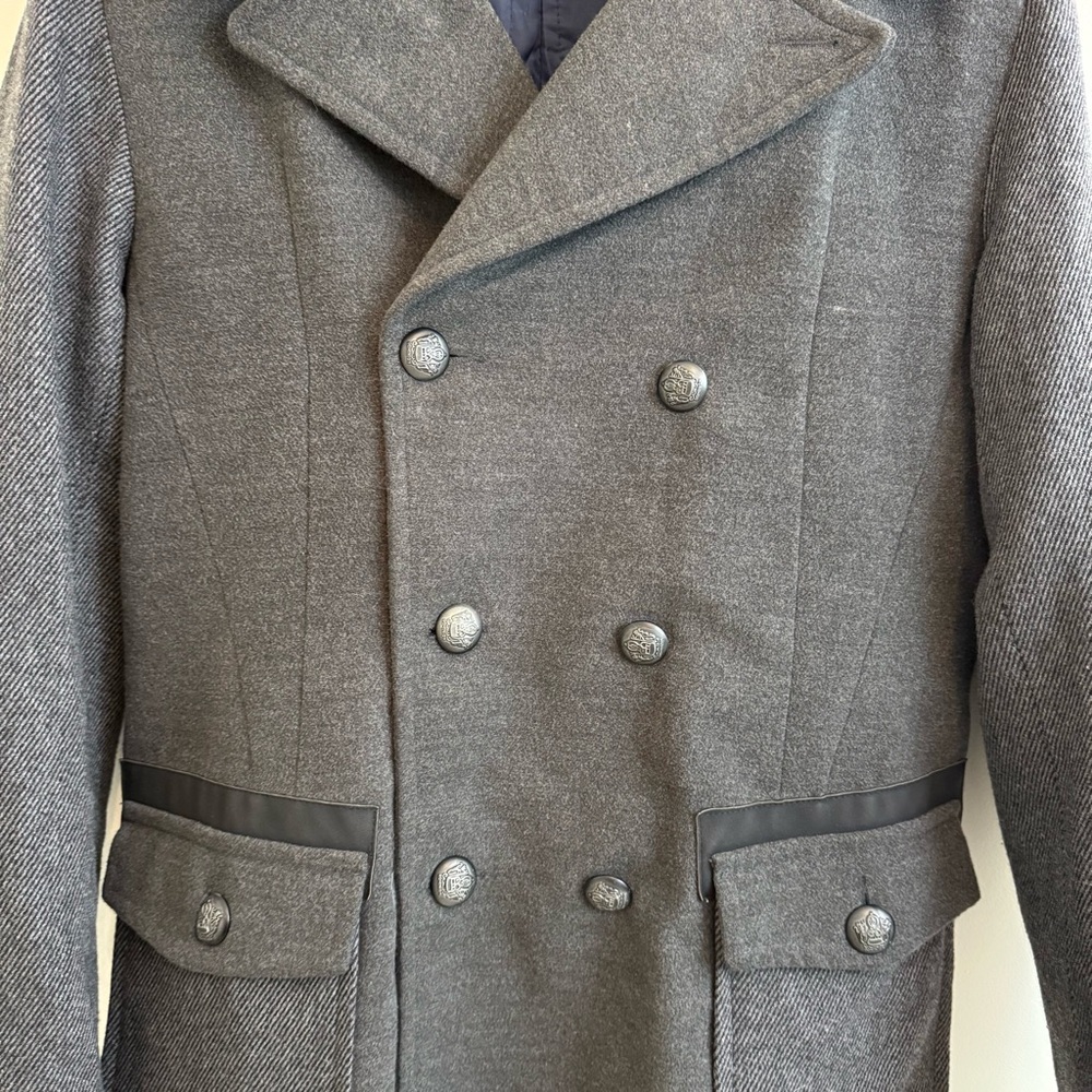 Charcoal Double-Breasted Pea‎ Coat - Picture 2 of 13